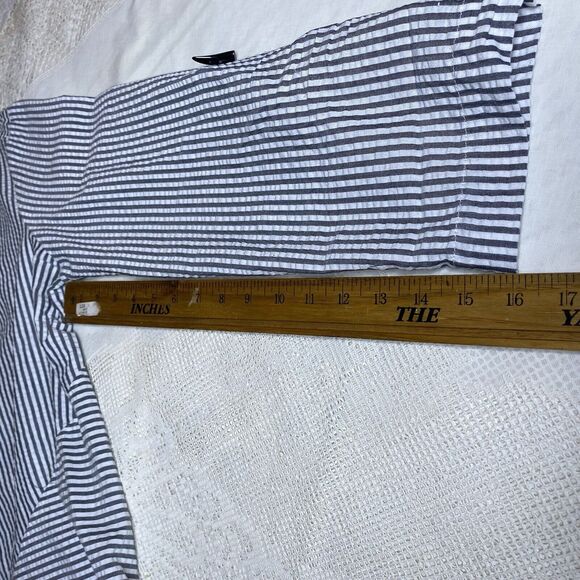 ALI MILES Striped Button Down Tunic Shirt Toggle Sleeves Womens L White Gray - Picture 9 of 9